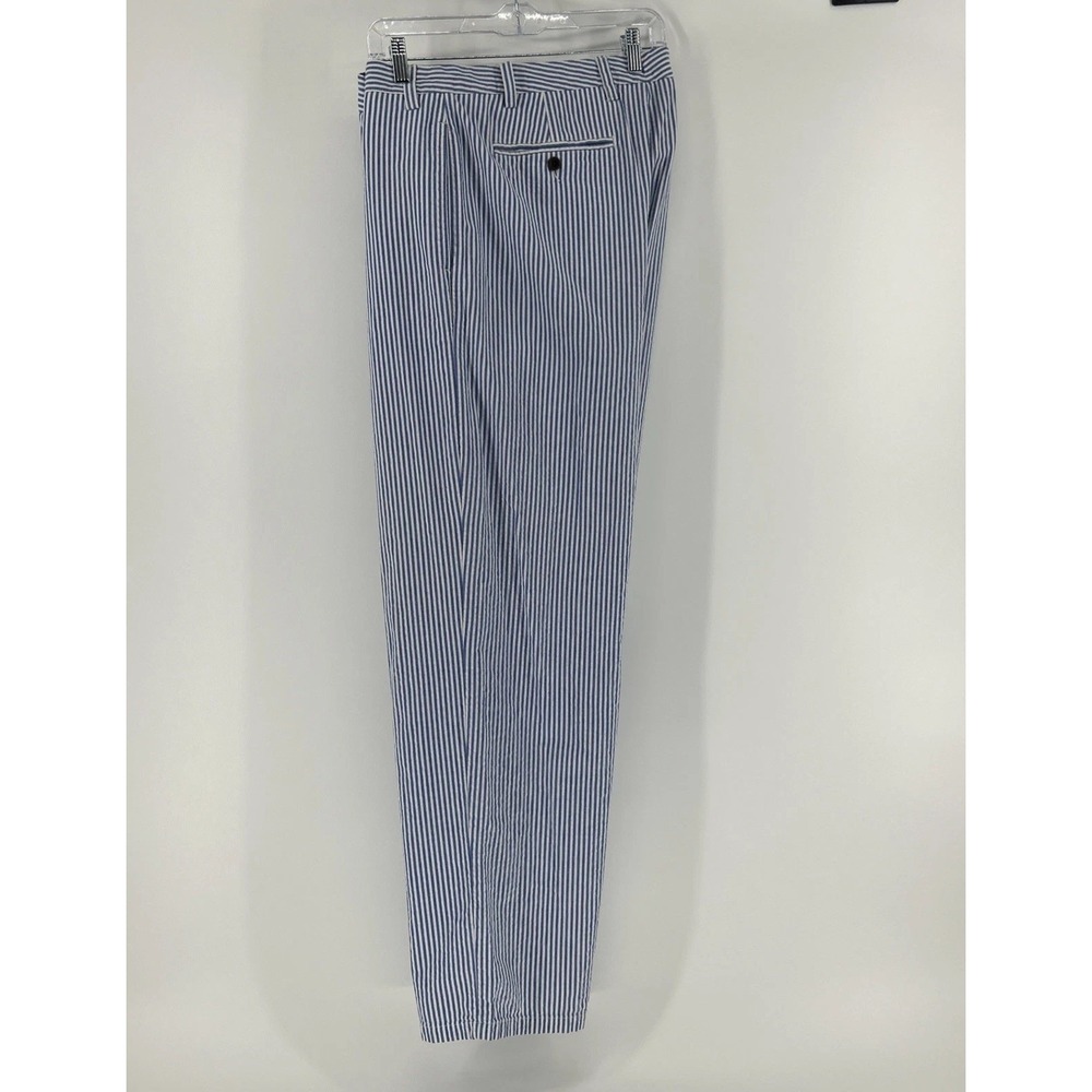 Nautica Seersucker Pants Clipper Men's 38 Relaxed Fit Blue Stripes Summer Wear